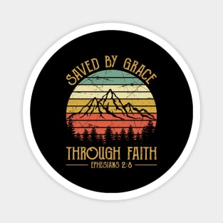Vintage Christian Saved By Grace Through Faith Magnet